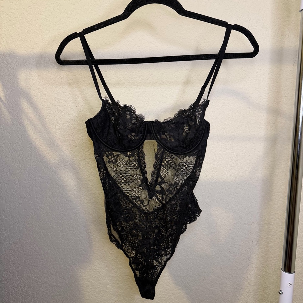 Victoria's Secret Black Lace Bodysuit